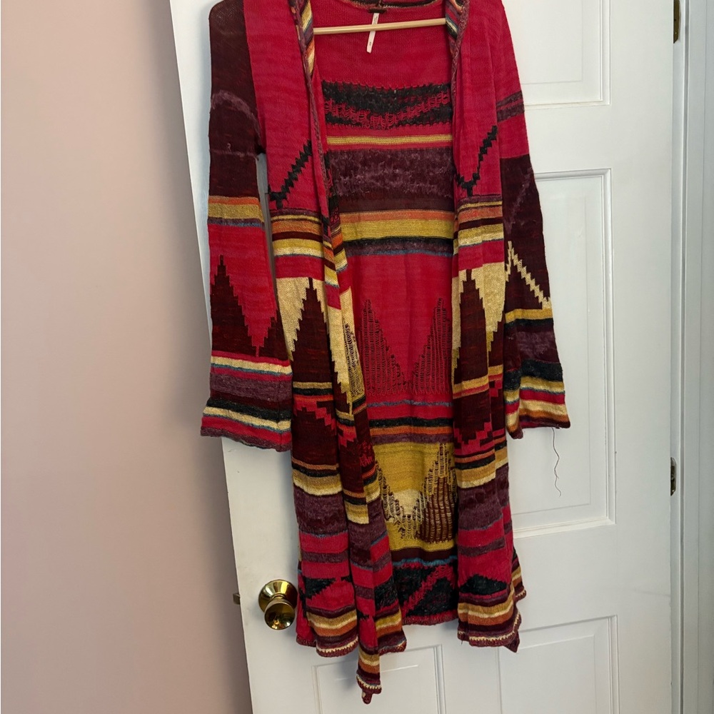 Colorful Geometric Patterned Cardigan